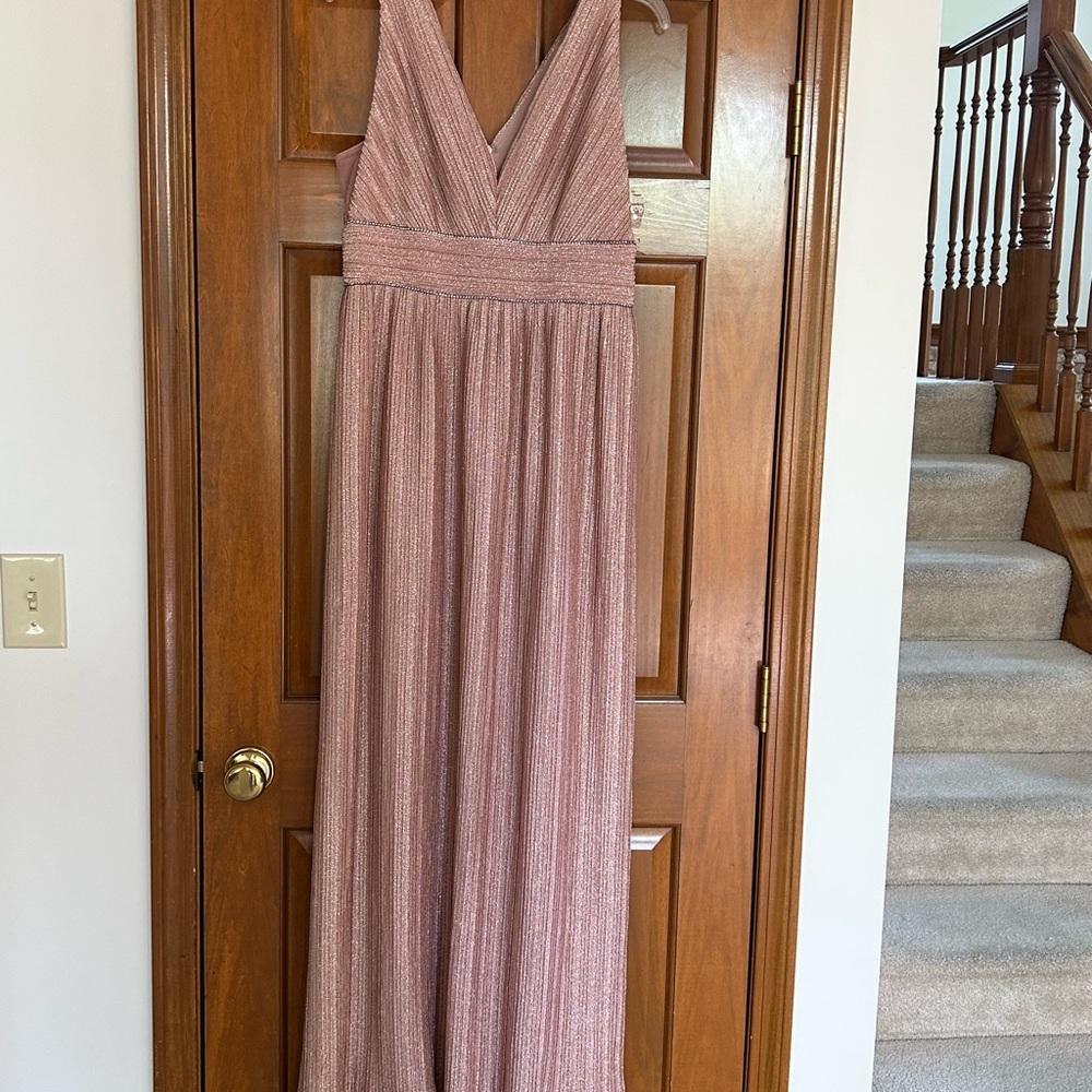 Adrianna Papell Pink Halter Maxi Dress for Weddings
